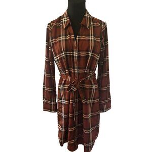 Collective Concepts brown plaid shirt dress size S
